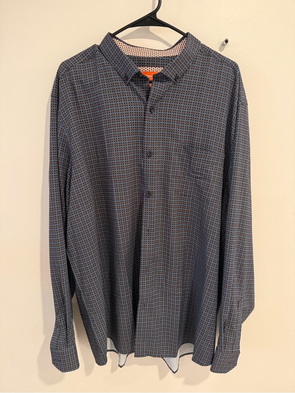 Johnston & Murphy Navy and Light Blue Micro-Pattern Button-Down Shirt - Picture 1 of 3